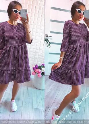 💜платье в горох свободный крой летнее💜42-44-46,48-50-526 фото