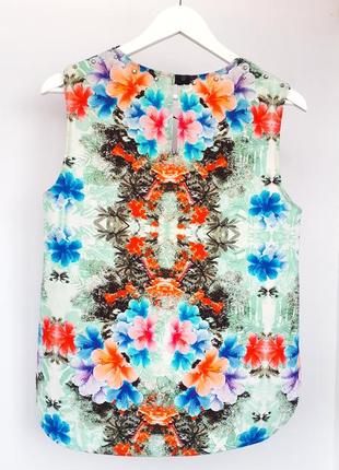 Блуза zara блузка в тропический принт яркая блуза в цветочный принт блуза цветы v образный вырез3 фото