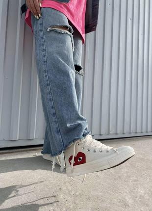 Кросівки converse comme des garçons hight beige ( premium ) кроссовки7 фото