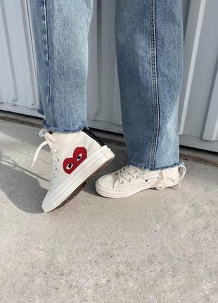 Кросівки converse comme des garçons hight beige ( premium ) кроссовки4 фото