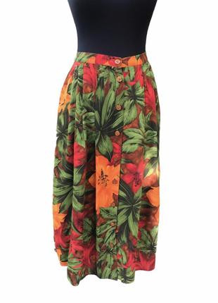 Holmewood винтажная миди юбка тропичный цветочный принт на пуговицах на резинке