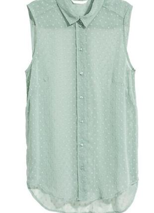 Ніжна м'ятна блуза вишивка горошок