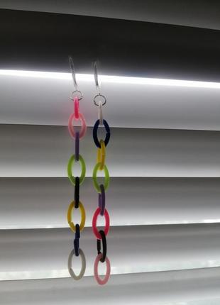 Длинные разноцветные серьги якорная цепь2 фото