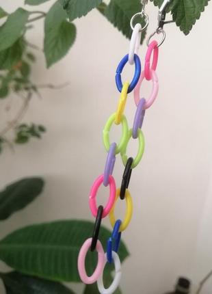 Длинные разноцветные серьги якорная цепь3 фото
