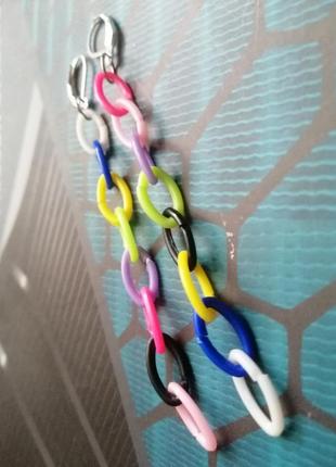Длинные разноцветные серьги якорная цепь6 фото