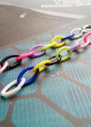 Длинные разноцветные серьги якорная цепь7 фото