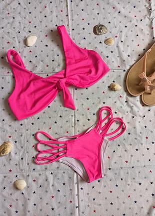 Купальник на зав'язках рожевий