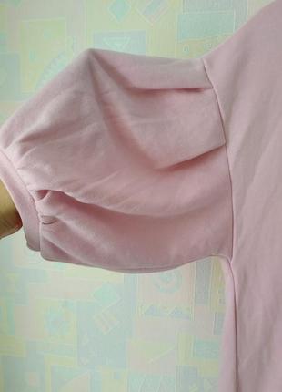 Свитшот футболка удлиненная туника платье bershka рукав фонарик розовая нюдовая коттон со жгутом с капюшоном худи5 фото