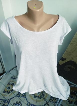 Стильна брендовий натуральна футболка з розрізом на спинці, m-xl4 фото