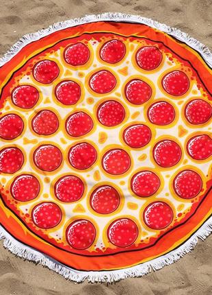 Полотенце-подстилка пляжная круглая (ø 150 см) с бахромой микрофибра "пицца"