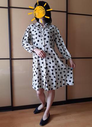 Платье в горошек на пуговичках с рукавами mango6 фото