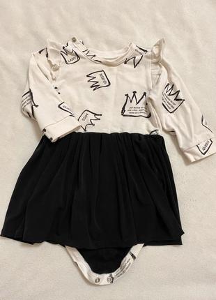 Сукня боді корона чорно-біле плаття з пов'язкою