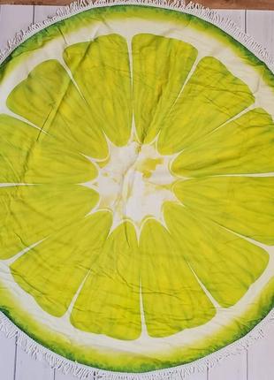 Полотенце-подстилка пляжная круглая (ø 150 см) с бахромой микрофибра "лайм"