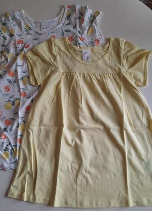 Платье h&m англия 1-4 года набор из 2-х шт желтое и белое с фруктами3 фото