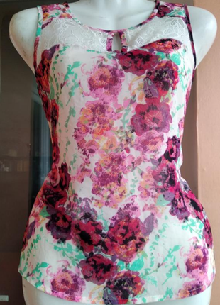 Шифоновый легкий топ  блузка бренда дании onlu uk 10 eur 38