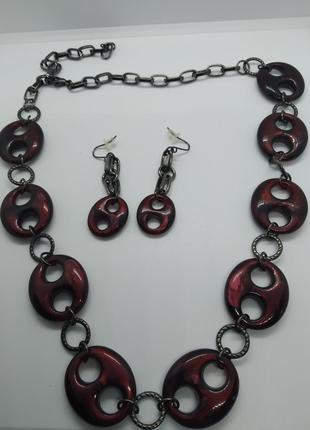 Ожерелье с серьгами украшение комплект