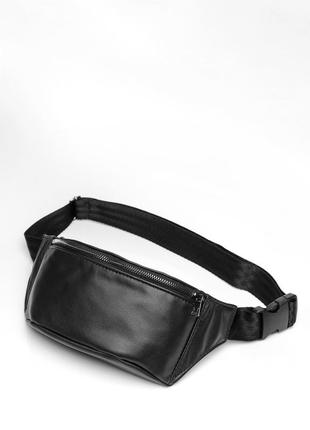 Брендовая мужская  стильная черная кожаная бананка, сумка на пояс/плечо9 фото
