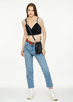 Трендовая черная маленькая сумка кроссбоды через плечо для телефона