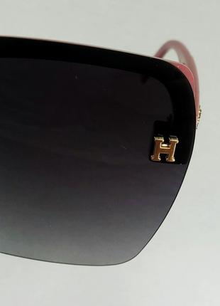 Hermes очки женские солнцезащитные модные большие темно серый градиент в бопдовой оправе9 фото