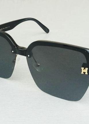 Hermes очки женские солнцезащитные модные большие черные1 фото