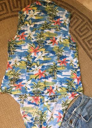Майка гавайка  рубашка топ блуза с   принтом в пальмах8 фото
