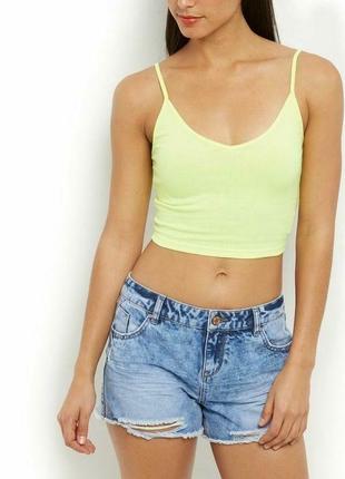 Кроп топ в рубчик на бретелях topshop