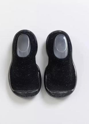 Детские тапочки для девочки с люрексом первые шаги не скользящие