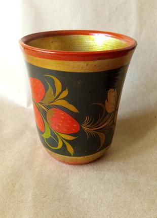 Чашка деревянная с росписью/хохлома2 фото