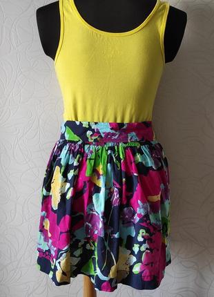 Цветная тонкая летняя натуральная юбка на резинке colin's, размер л3 фото