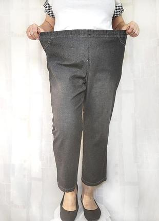 Укороченные летние джинсы на резинке, 98% хлопка3 фото