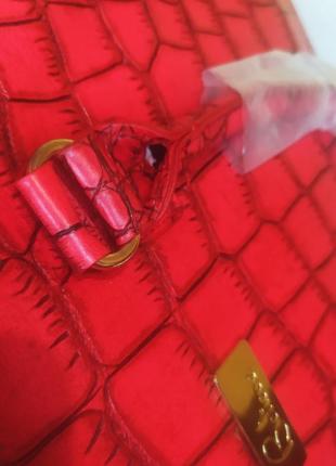 Червона сумка під "шкіру крокодила"велика сумка рептилія6 фото