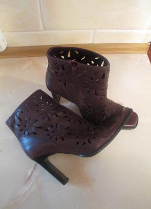 Розпродаж! / елегантні шкіряні черевики кольору марсала.