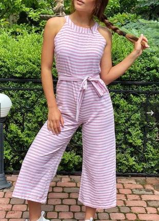 Нежно розовый комбинезон в полоску s с