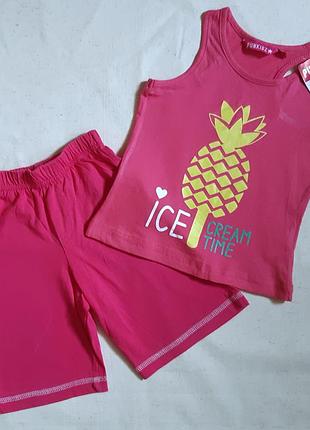 Комплект трикотажный розовые майка и шорты topolino германия на 2-2,5 года (92-96см)