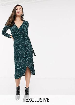 Эксклюзивное натуральное изумрудное платье new look магазина asos! горошек. ткань софт тач!