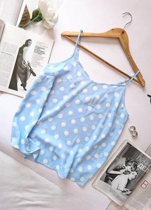 💔 ніжна шифонова блакитна блуза/майка/топ в горошок від primark, на р. м 💔