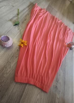 Длинная юбка нежного коралового цвета плиссе3 фото