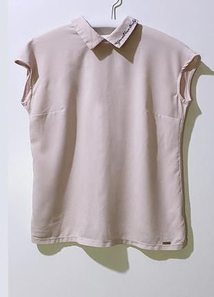 Mohito basic короткая пудровая блузка блуза короткий рукав