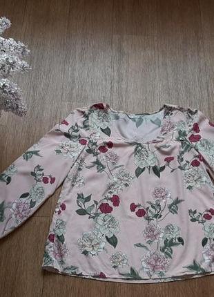 Блуза летняя в цветах с длинным рукавом из вискозы4 фото