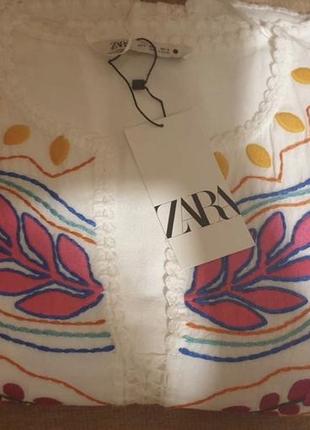 Платье-туника с вышивкой новая коллекция zara xs,s,m,l,xl3 фото