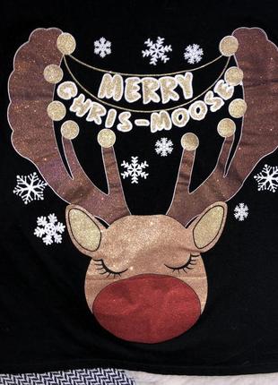 Новогодняя рождественская футболка домашняя олень большой размер8 фото