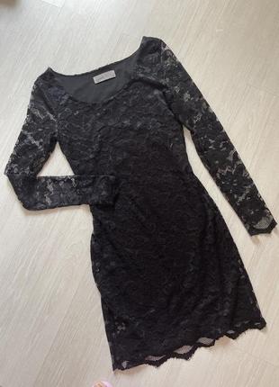 Платье платье нарядное ажурное черное8 фото