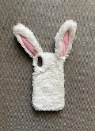 Чехол заяц кролик белый меховой на iphone x айфон 101 фото