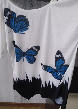 Летняя футболка на одно плечо бабочки ххл3 фото
