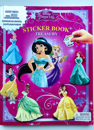 Розвиваюча книга англійська наклейки більш 500шт, малюй-стирай disneyдисней