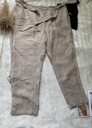 Качественные льняные штаны большого размера canda premium10 фото