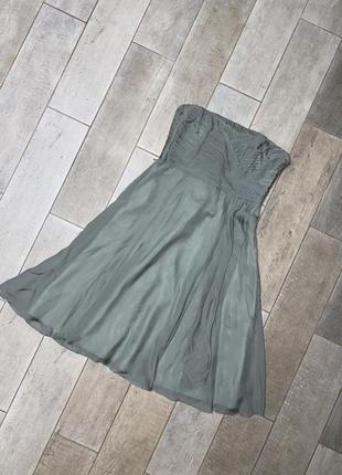 Фисташковое шёлковое миди платье,нарядное платье (013)