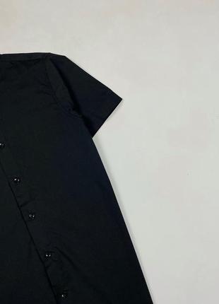 Чорна чоловіча сорочка з коміром стійкою2 фото