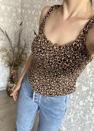 Топ блуза майка на широких бретелях леопардовый принт ❤️1 фото