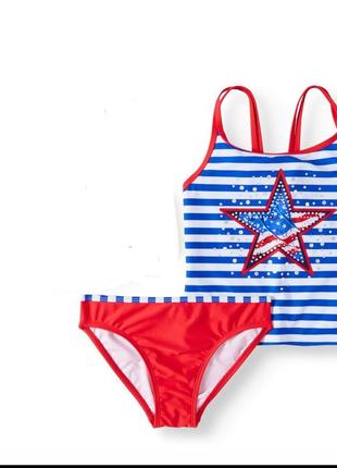 Купальник для дівчинки роздільний морський американський прапор